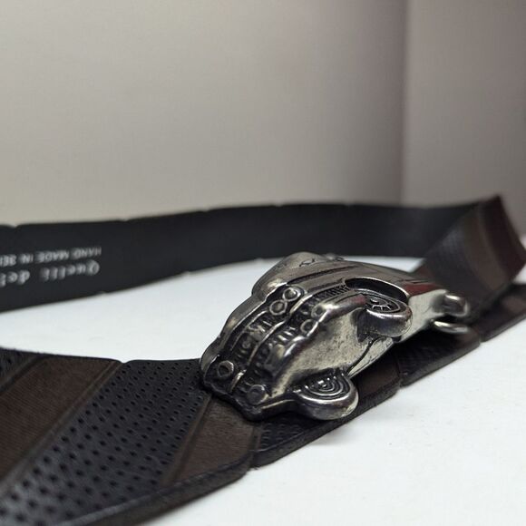 Vintage Italian Leather Belt with Car Buckle – Quelli Della Pelle – Size 37–42 - Picture 5 of 9